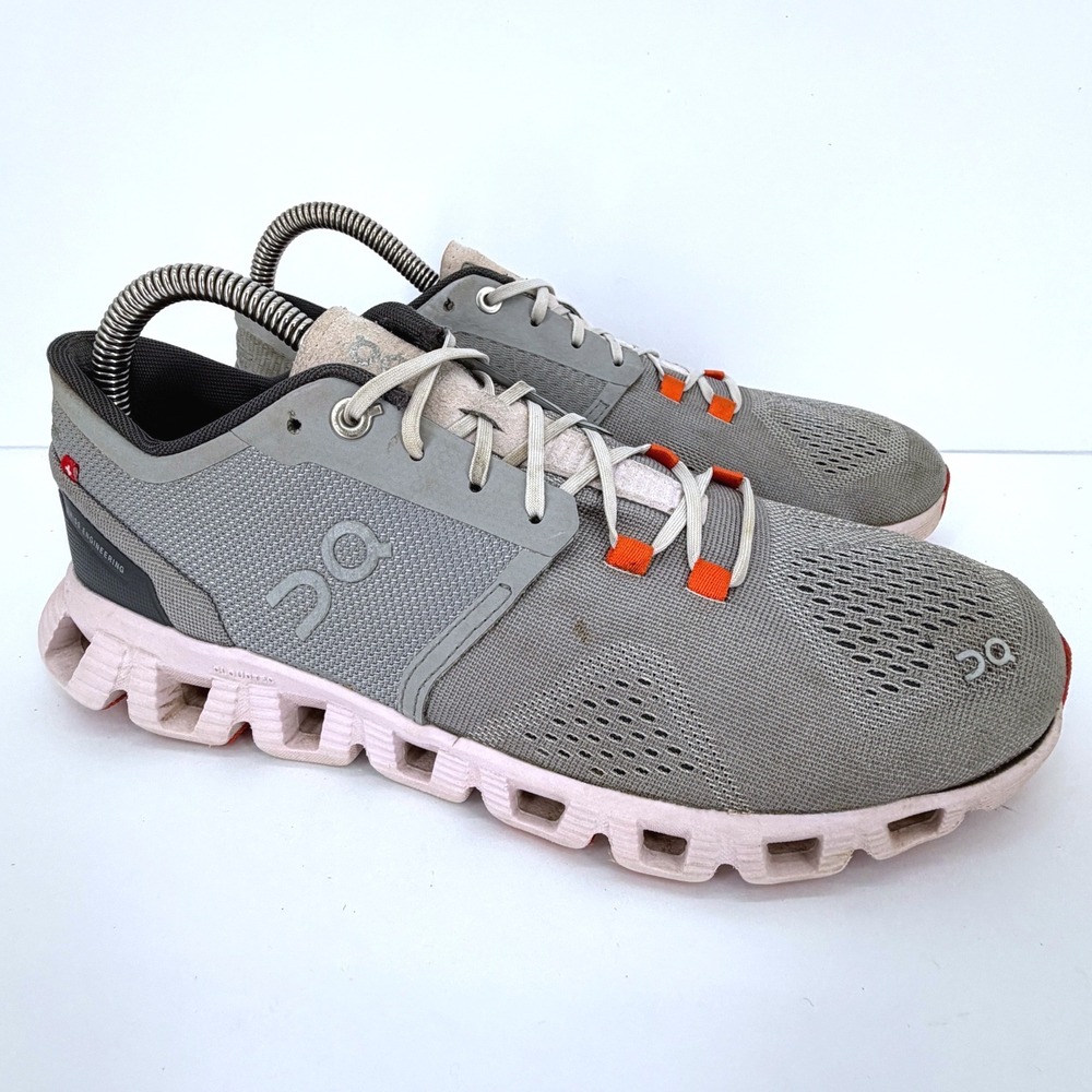 On Cloud X 3 Women 8.5 Alloy Lily Gray Orange Running Shoes 40.99041